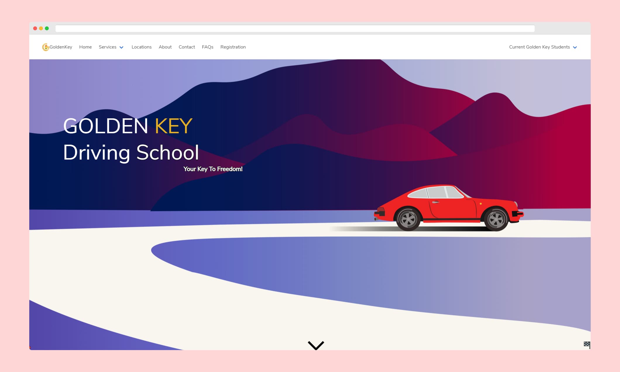 Image of one of my Golden Key Driving School website project.