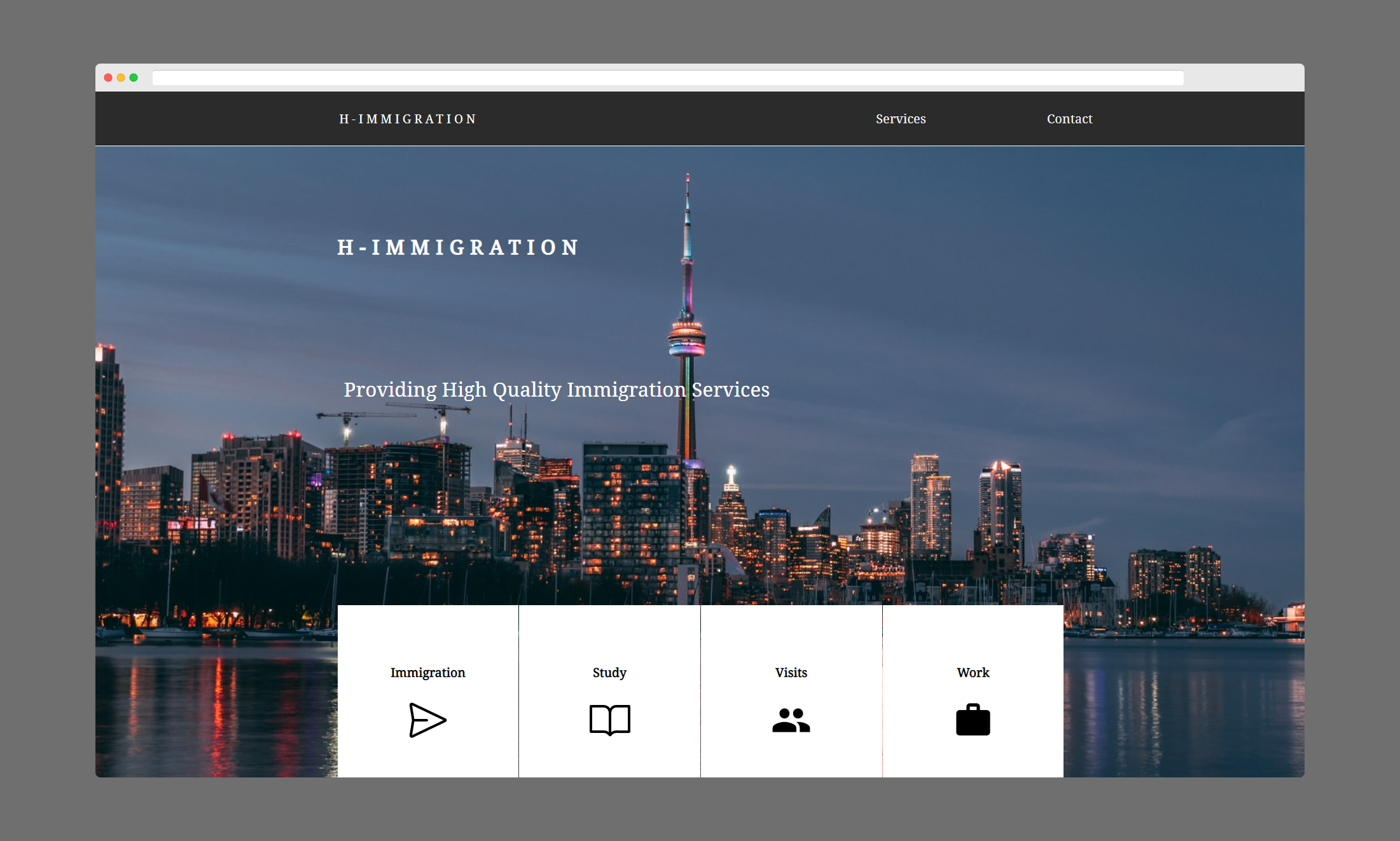 Image of my h-immigration website project.
